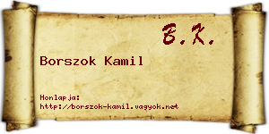 Borszok Kamil névjegykártya